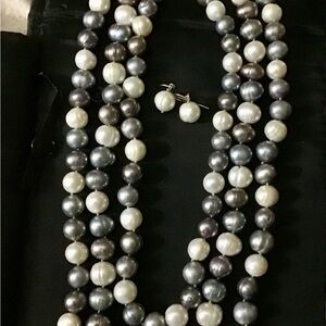JTV Multi Colored FWP Pearl Necklace & Earring set